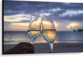 WallClassics - Canvas - Toasting Verres to the Sea - 120x80 cm Tableau sur Toile Peinture (Décoration murale sur Toile)
