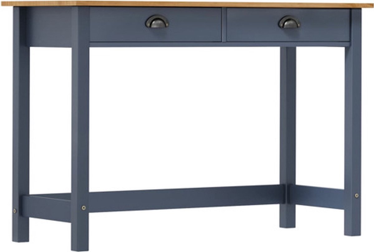 vidaXL Wandtafel - Hill - 2 - lades - 110x45x74 - cm - massief - grenenhout - grijs grijs en honingbruin