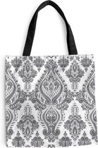 MuchoWow® Schoudertas - Strandtas - Big Shopper - Boodschappentas - Patronen - Perzisch Tapijt - Grijs - Wit - 45x45 cm - Katoenen tas
