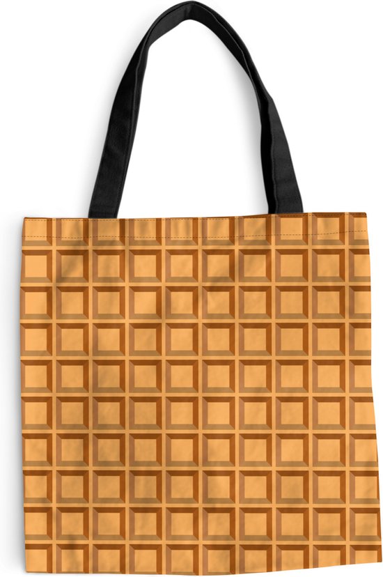 MuchoWow® Schoudertas - Strandtas - Big Shopper - Boodschappentas - Wafel - Bruin - Structuur - Design - 40x40 cm - Katoenen tas