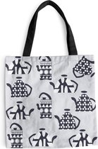 MuchoWow® Schoudertas - Strandtas - Big Shopper - Boodschappentas - Theepot - Patronen - Thee - 40x40 cm - Katoenen tas