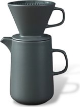 Slow Coffee - 0.6L - Koffiefilter - Coffeemaker - Koffiefilterhouder met Koffiekan en Deksel - Cafetière - Pour Over - Grijs Groen