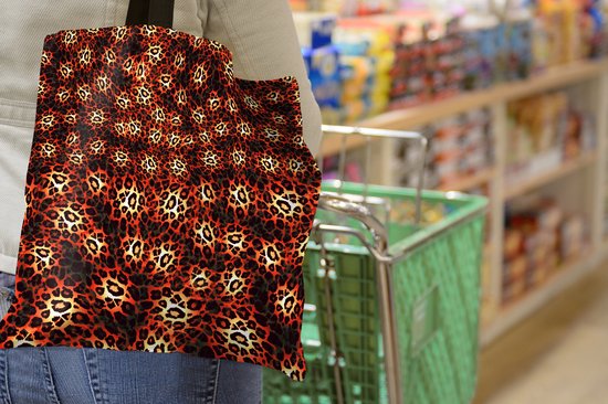 Sac Bandoulière - Sac De Plage - Shopper Léopard - Motifs - Oranje - 40x40 cm - Sac Coton