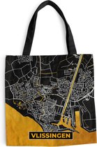 Sac à bandoulière - Sac de plage - Shopper City map - Vlissingen - Or - Zwart - 40x40 cm - Sac en coton
