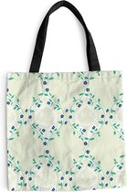 Sac bandoulière - Sac de plage - Shopper Vert - Blauw - Bloem - Design - 45x45 cm - Sac en coton