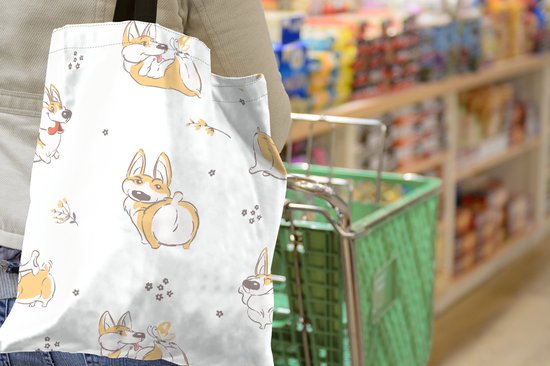 Sac Bandoulière - Sac De Plage - Motif Shopper - Corgi - Chien - 40x50 cm - Sac Coton