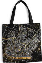 Sac bandoulière - Sac de plage - Shopper City map - Purmerend - Or - Zwart - 40x40 cm - Sac coton