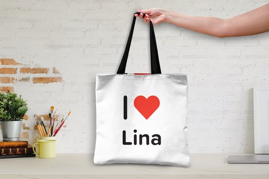 MuchoWow® Schoudertas - Strandtas - Big Shopper - Boodschappentas - I love - Lina - Meisje - 40x40 cm - Katoenen tas