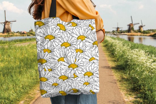 Sac Bandoulière - Sac De Plage - Shopper Fleurs - Wit - Printemps - Motifs - 40x50 cm - Sac Coton