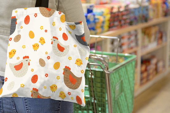 Sac bandoulière - Sac de plage - Shopper Kip - Oeufs - Motif - 45x45 cm - Sac coton