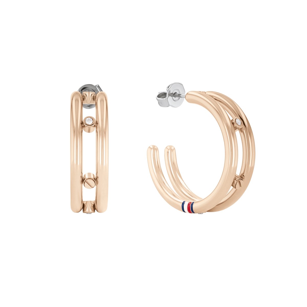 Tommy Hilfiger Dames Oorringen OorbellenOorhangers Staal - CrystalRoségoudkleurig
