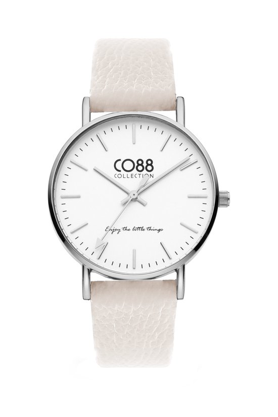 CO88 Collection 8CW-10110 Horloge - Dames - Licht Roze - Leren Band - tot 20 cm Polsmaat - 36 mm Doorsnee - Rosegoudkleurig