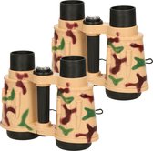 Multipak van 2x stuks kunststof kinder speelgoed verrekijkers - Leger camouflage 15 cm - Buitenspeelgoed