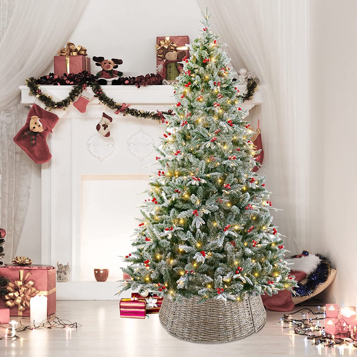 Meisterhome Kerstboommand - Kerstboomrok van natuurlijke Zeegrass - Ø 60 cm - Decoratieve hoes om de kerstboomstandaard - Kerstboomring - kraag Kerstboomrok - H23 x Ø60 cm - Zeegras - Naturel Bruin 3 elementen – foto 2