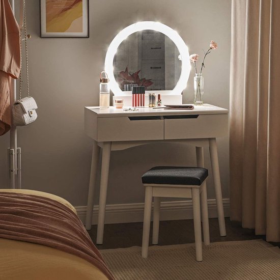 Coiffeuse Signature Home Bounty - Coiffeuse avec tabouret - 10 lampes LED -  coiffeuse