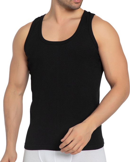 Chemises UP - Chemises homme - Maillot de corps homme - Tissu côtelé - Zwart - 100% Katoen - Débardeur homme - Mouwloos - Sous-vêtement homme - Col rond - Taille 3XL - sous-vêtement homme