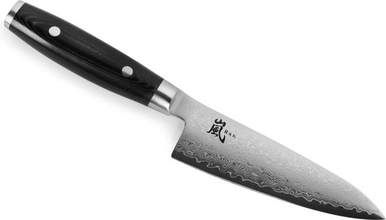 Couteau de chef japonais Yaxell Ran 15,5 cm - Acier damassé 69 couches - Manche en toile-micarta