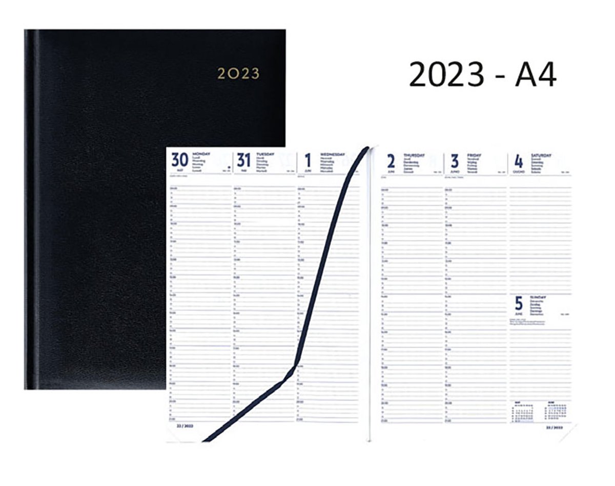 MGPcards - Bureau-agenda 2023 - Grote cijfers - A4 - Jaaragenda - 7d/2p - Blauw