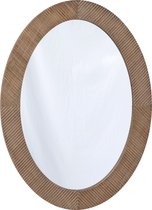 LW Collection miroir mural marron ovale 56x76 cm bois - grand miroir mural - industriel - salon couloir - miroir salle de bain