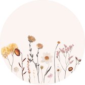 Behangcirkel Droogbloemen geel - Ø 125 cm - Muurcirkel binnen - Botanisch - Bloemen - Behangcirkel zelfklevend - Wandsticker - Behangsticker - Babykamer en kinderkamer