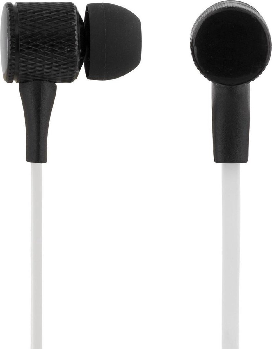 STREETZ HL-284 In-ear Oordopjes met microfoon, 3,5 mm connector, antwoordknop, volumeregeling, 1,2m kabel, zwart / wit