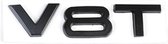 Auto Embleem V8T Zwart - Zelfklevende Badge - V8 Logo - universeel/alle automerken - Auto Accessoires