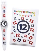 Happy Birthday Wenskaart 12 Jaar + Verjaardag Horloge 12 Jaar - HOR-12