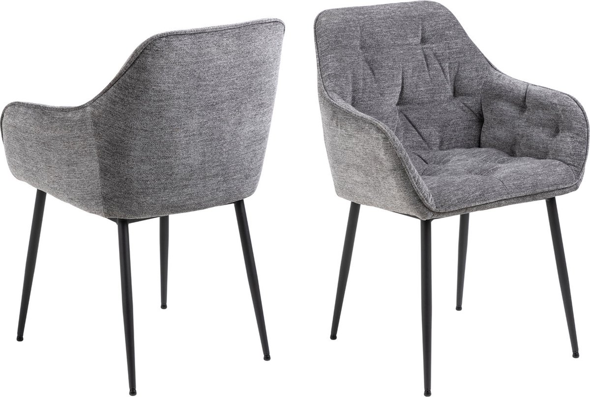 Giga Living Eetkamerstoel Zion - Antraciet Stof - Zithoogte 47cm - Set van 2