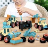 Bouwset - Bouw je eigen werkvoertuig - Speelgoed - 4 stuks - Handige kids - Fun