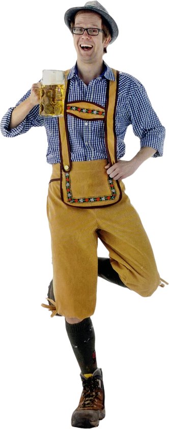 Lederhosen heren Beige – Oktoberfest broek kostuum – maat M/L – 46/50