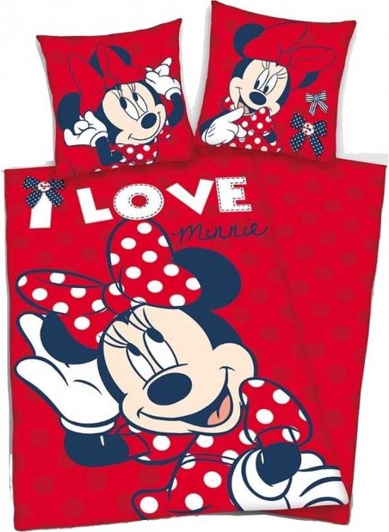 Disney Minnie Mouse Dekbedovertrek Rood Dots - 140x200cm. - Polyester