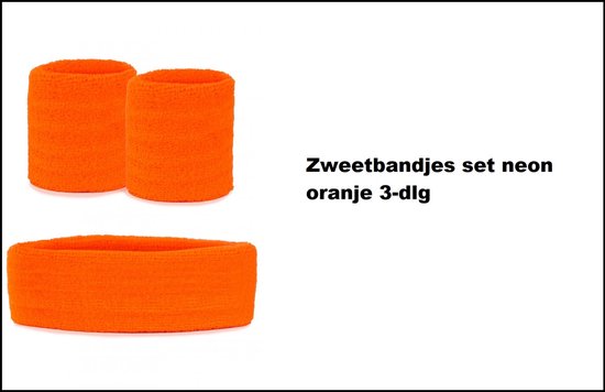 Zweetbandjes set oranje - Haarband polsband fitness sport festival thema EK WK Holland  sport