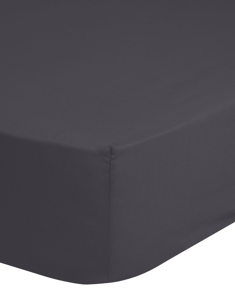 HIP hoeslaken effen kleur - 1 persoons 90x200 cm - Antraciet - 100% Katoen satijn