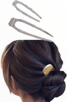 Hairpin Easy luxe set 2 stuks voor een perfect opsteekkapsel haarspelden haarmode zilver