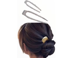 Hairpin Easy luxe set 2 stuks voor een perfect opsteekkapsel haarspelden haarmode zilver