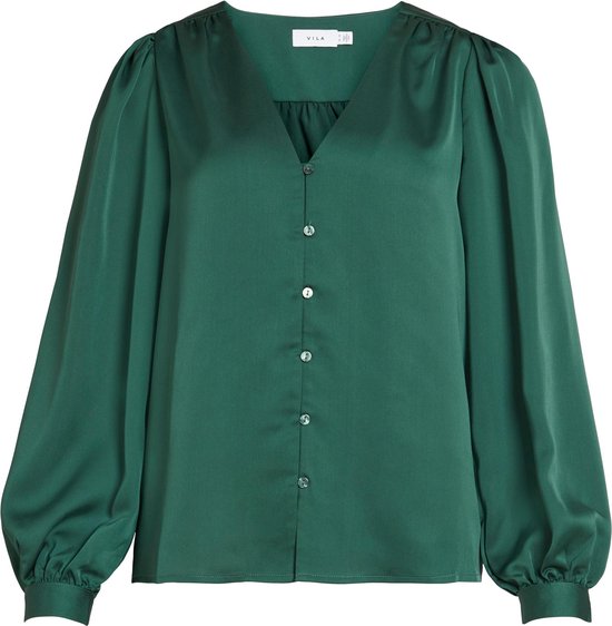 Vila Top Satinato S/S Noos - Giromanica, Girocollo, Maniche Corte, Verde Inverno, Taglia 46 Donna - 4