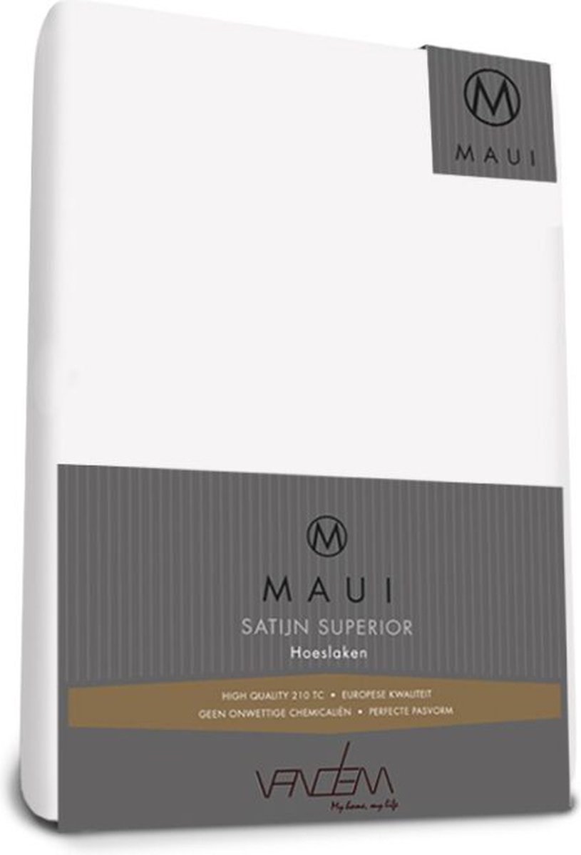 Maui - Van Dem - satijn Topper hoeslaken de luxe 90 x 210 cm wit