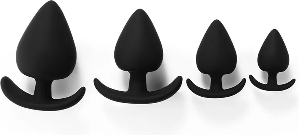 Kiotos X Siliconen Anker Buttplug Set - 4 stuks - zwart