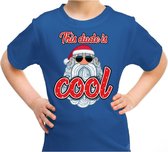 Foute kerst shirt / t-shirt - this dude is cool met stoere santa blauw voor kinderen - kerstkleding / christmas outfit 110/116