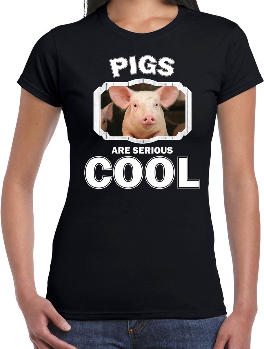 Dieren varkens t-shirt zwart dames - pigs are serious cool shirt - cadeau t- shirt... | bol.com