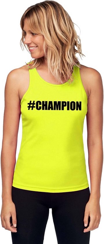 Neon geel kampioen sport shirt/ singlet #Champion dames L