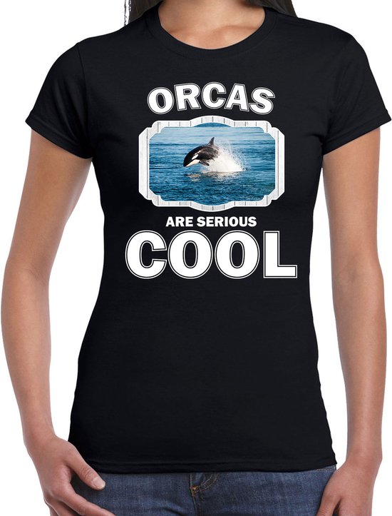 Dieren orka vissen t-shirt zwart dames - orcas are serious cool shirt - cadeau t-shirt orka/ orka vissen liefhebber XS