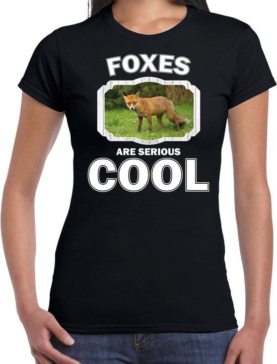 Dieren vossen t-shirt zwart dames - foxes are serious cool shirt - cadeau t-shirt bruine vos/ vossen liefhebber L