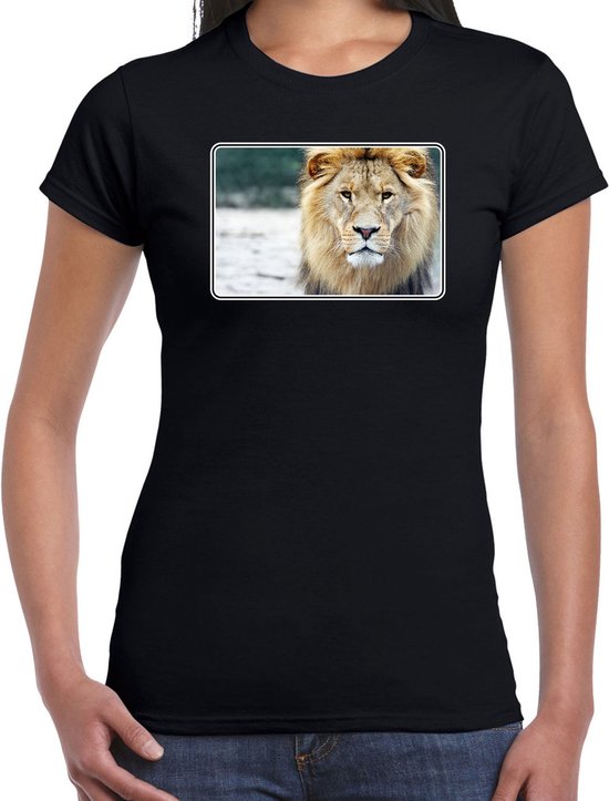 Dieren shirt met leeuwen - zwart - voor dames dieren/ leeuw cadeau... | bol.com