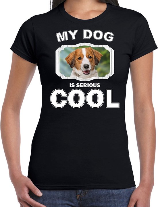 Kooikerhondjes honden t-shirt my dog is serious cool zwart - dames - Kooiker liefhebber cadeau shirt XL
