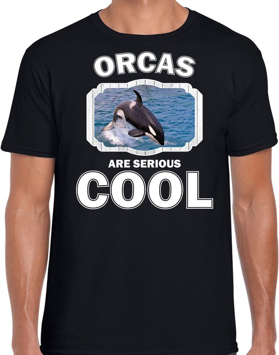 Dieren orka walvissen t-shirt zwart heren - orcas are serious cool shirt - cadeau t-shirt grote orka/ orka walvissen liefhebber L