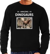 Dieren foto sweater Carnotaurus dino - zwart - heren - amazing dinosaurs - cadeau trui Carnotaurus dinosaurus liefhebber S
