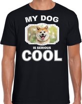 Akita inu honden t-shirt my dog is serious cool zwart - heren - Akita inu liefhebber cadeau shirt L