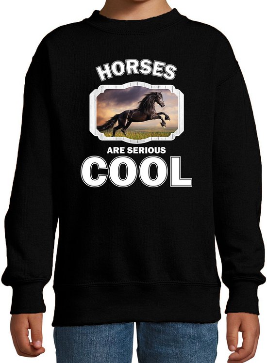 Dieren paarden sweater zwart kinderen horses are serious cool