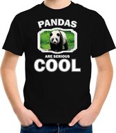 Dieren pandaberen t-shirt zwart kinderen - pandas are serious cool shirt  jongens/ meisjes - cadeau shirt grote panda/ pandaberen liefhebber - kinderkleding / kleding 158/164